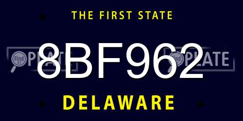 8BF962 Delaware License Plate
