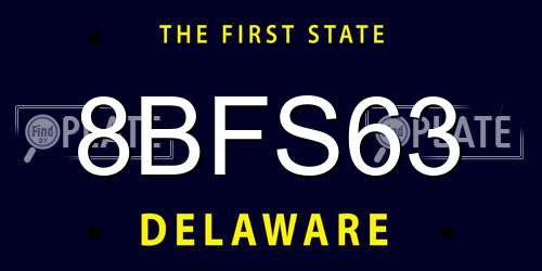 8BFS63 Delaware License Plate