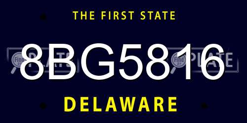 8BG5816 Delaware License Plate