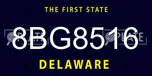 8BG8516 Delaware License Plate