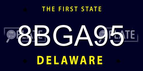 8BGA95 Delaware License Plate
