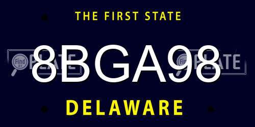8BGA98 Delaware License Plate