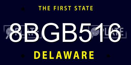 8BGB516 Delaware License Plate