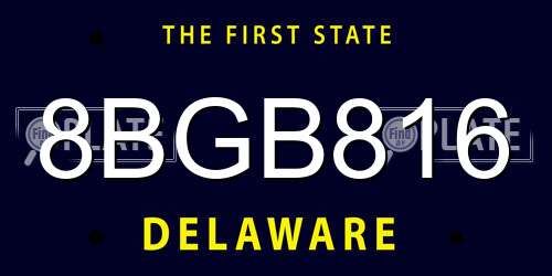 8BGB816 Delaware License Plate