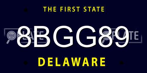 8BGG89 Delaware License Plate