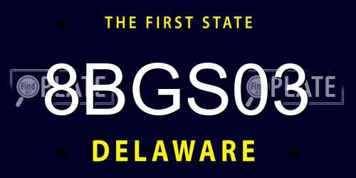 8BGS03 Delaware License Plate