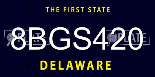 8BGS420 Delaware License Plate