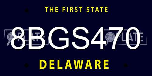 8BGS470 Delaware License Plate