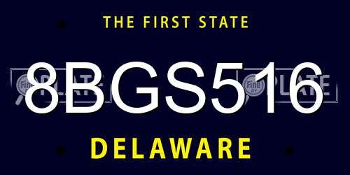 8BGS516 Delaware License Plate