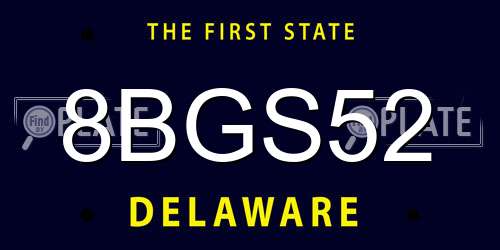 8BGS52 Delaware License Plate