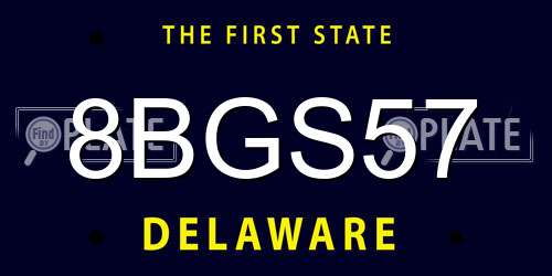 8BGS57 Delaware License Plate