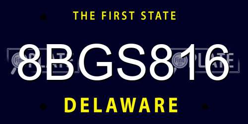 8BGS816 Delaware License Plate