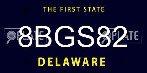 8BGS82 Delaware License Plate