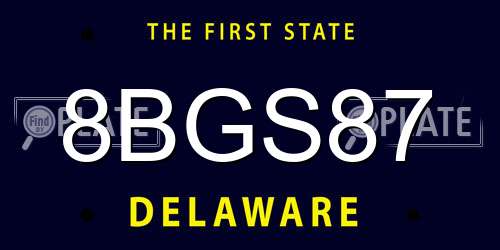 8BGS87 Delaware License Plate