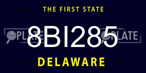 8BI285 Delaware License Plate