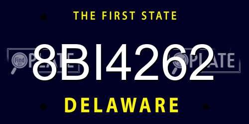 8BI4262 Delaware License Plate
