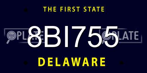 8BI755 Delaware License Plate