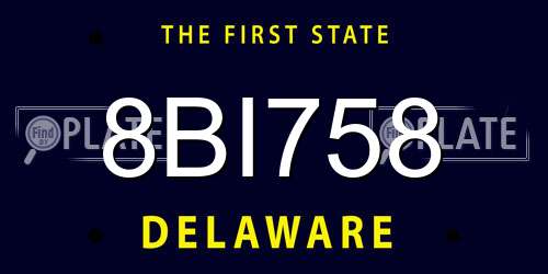 8BI758 Delaware License Plate
