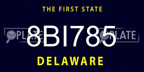 8BI785 Delaware License Plate