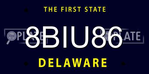 8BIU86 Delaware License Plate