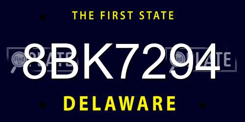 8BK7294 Delaware License Plate
