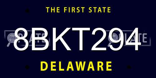 8BKT294 Delaware License Plate