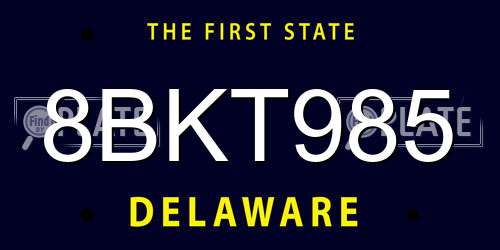 8BKT985 Delaware License Plate