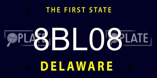 8BL08 Delaware License Plate