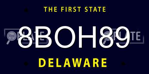 8BOH89 Delaware License Plate