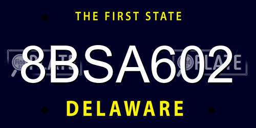 8BSA602 Delaware License Plate
