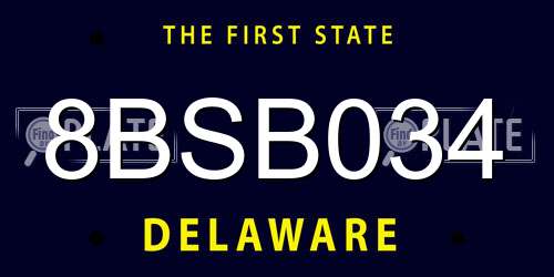 8BSB034 Delaware License Plate