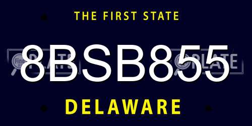 8BSB855 Delaware License Plate