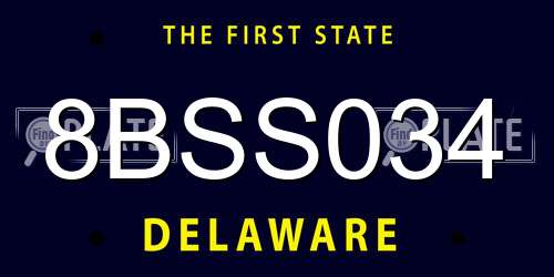 8BSS034 Delaware License Plate
