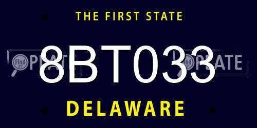 8BT033 Delaware License Plate