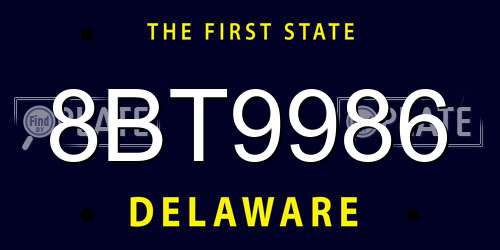 8BT9986 Delaware License Plate