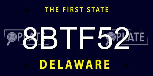 8BTF52 Delaware License Plate