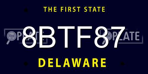 8BTF87 Delaware License Plate