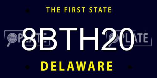 8BTH20 Delaware License Plate