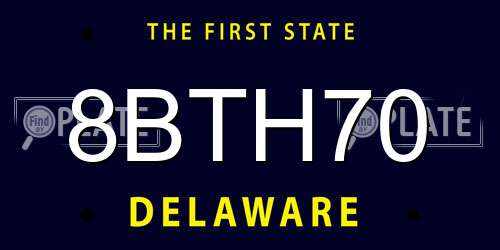 8BTH70 Delaware License Plate