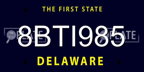 8BTI985 Delaware License Plate