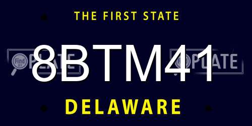 8BTM41 Delaware License Plate