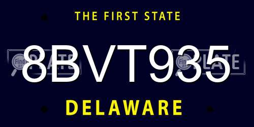 8BVT935 Delaware License Plate