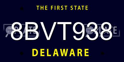 8BVT938 Delaware License Plate