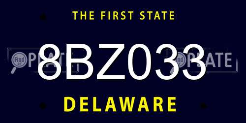 8BZ033 Delaware License Plate
