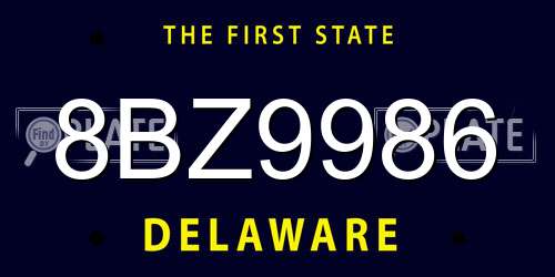 8BZ9986 Delaware License Plate