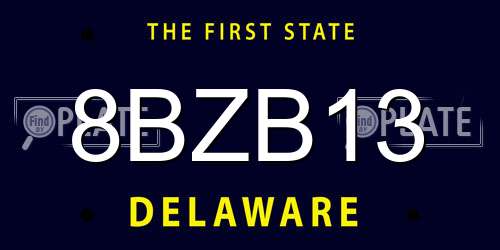 8BZB13 Delaware License Plate