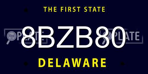 8BZB80 Delaware License Plate