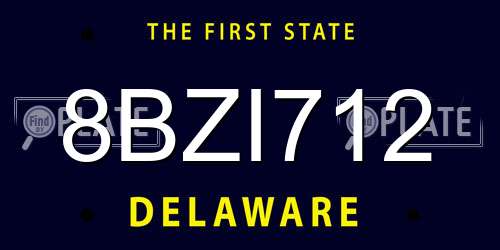 8BZI712 Delaware License Plate