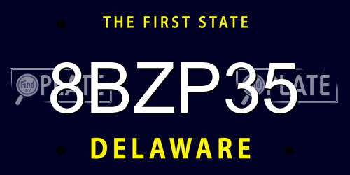 8BZP35 Delaware License Plate