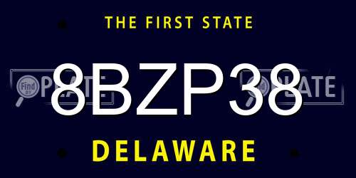 8BZP38 Delaware License Plate